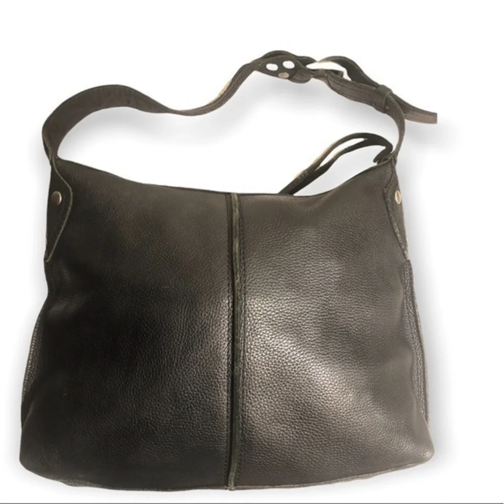 Lucky brand black pebbled leather hobo bag